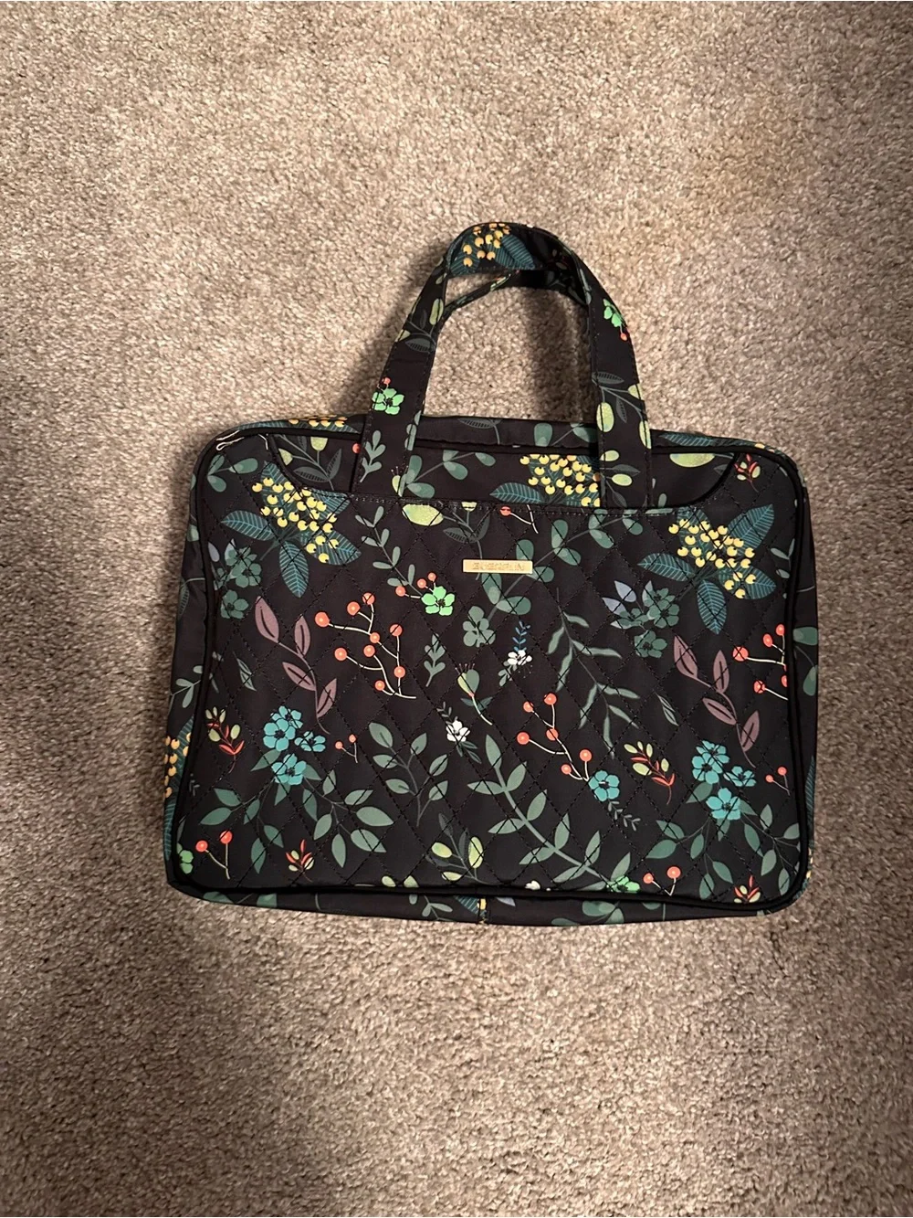 Floral Quilted Black Women's Carry Bag